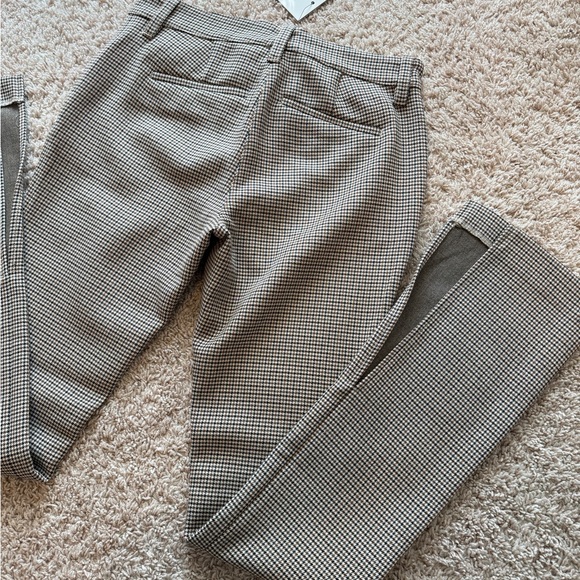 A.L.C. Houndstooth Pants Beige Split Leg Flare Stretch Casual Preppy Size 0 - Picture 10 of 14